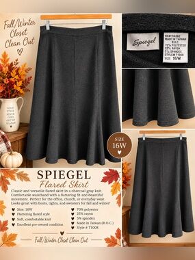 Spiegel Charcoal Gray A-Line Flared Knit Skirt